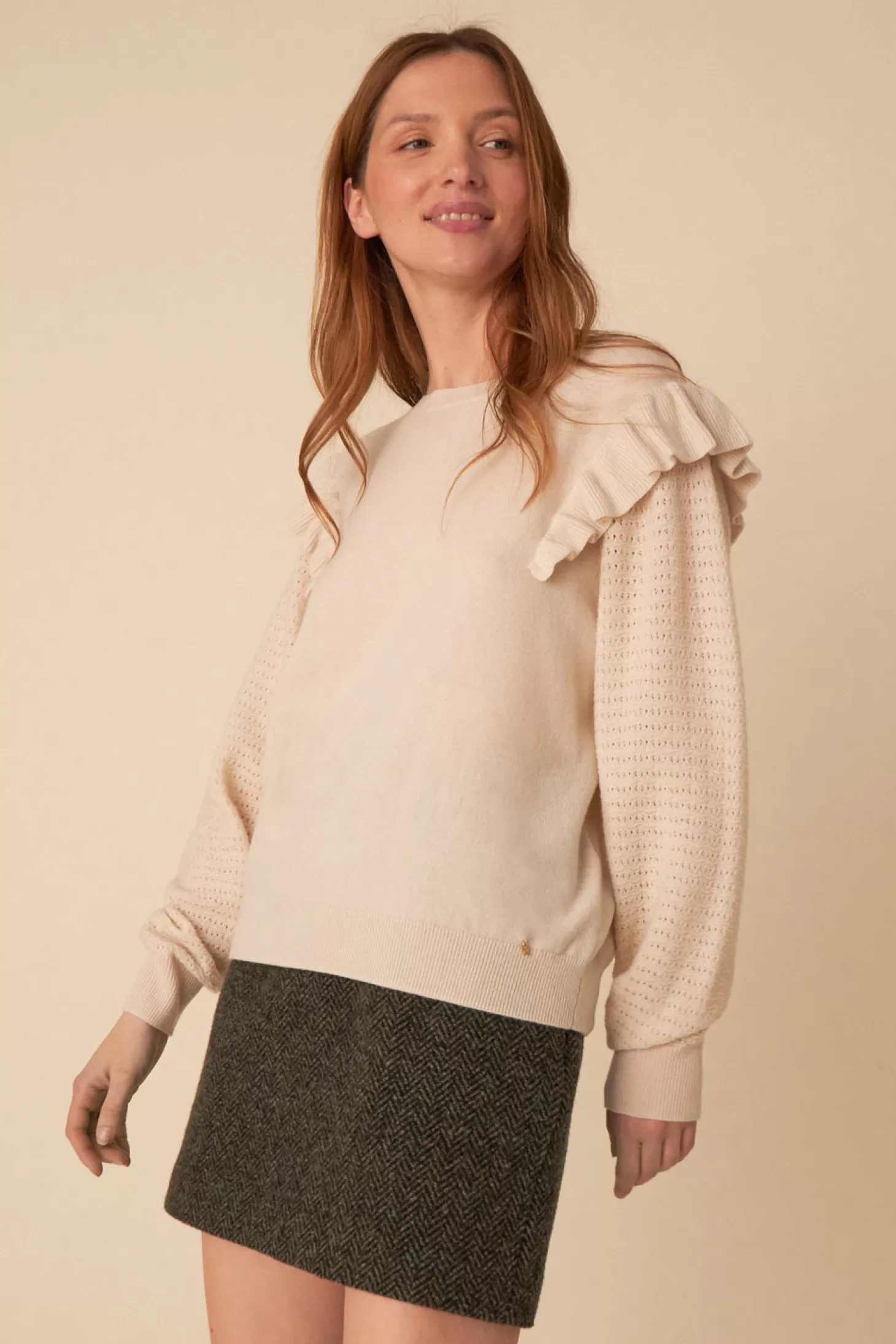 Des Petits Hauts 100% Merinos Knitwear | Jumpers & Cardigans | View All*cream ariane jumper Creme