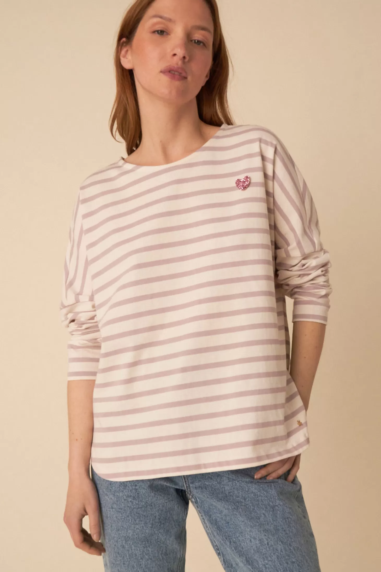 Des Petits Hauts T-shirts & Sweatshirts* filly striped jumper Ecru/milkshake