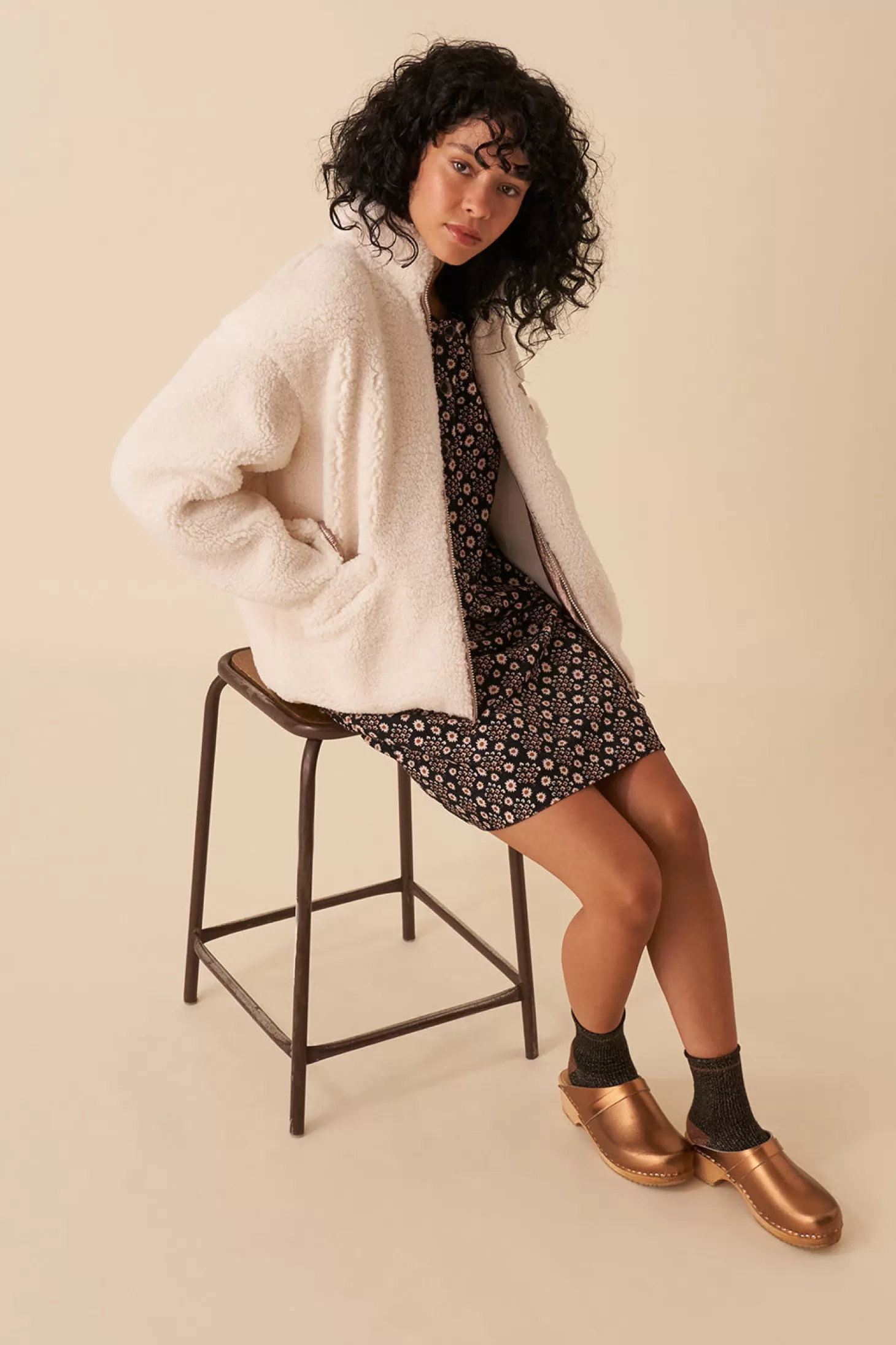 Des Petits Hauts Coats & Jackets* zendaya sheepskin effect jacket Farine