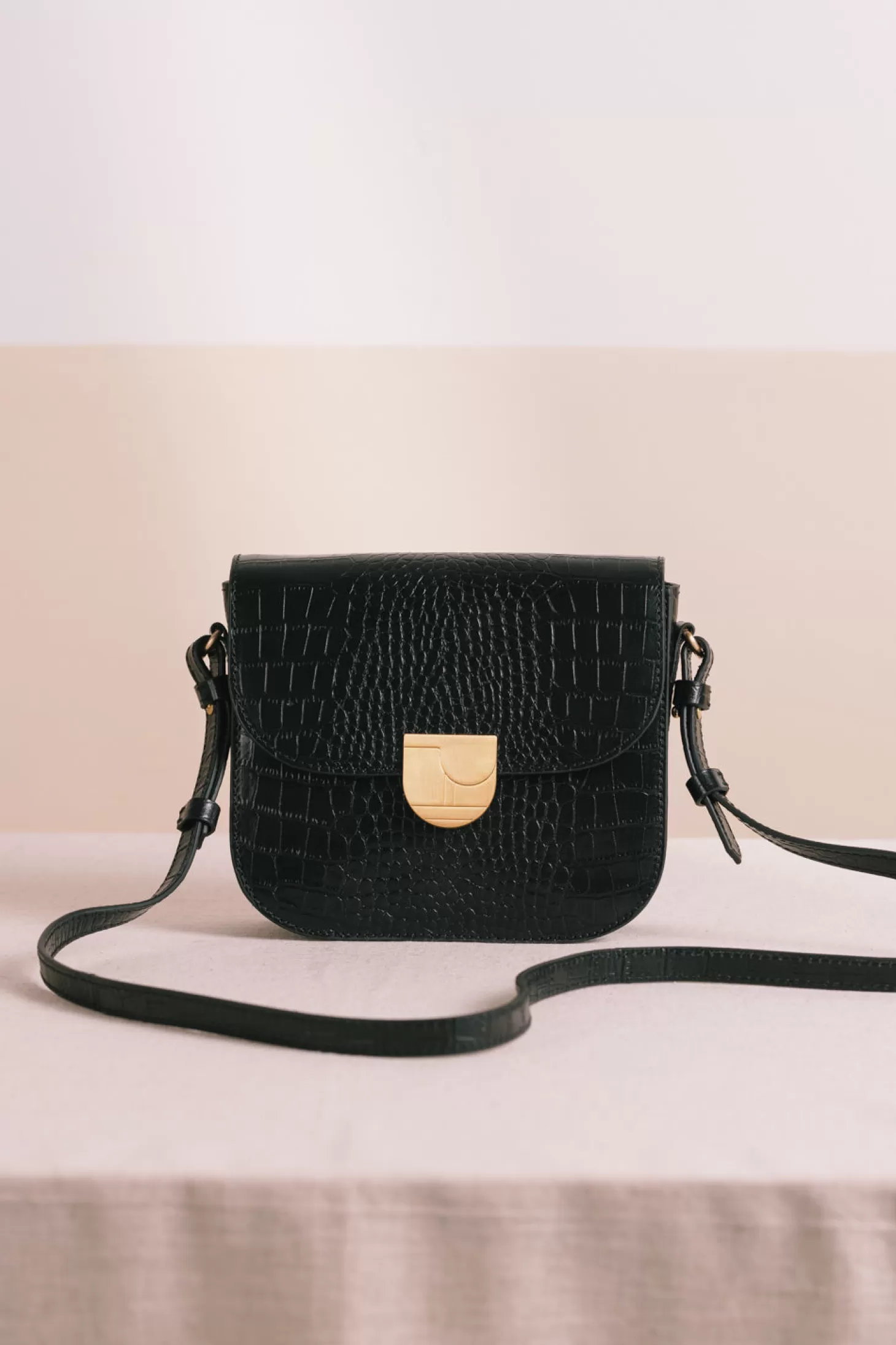 Des Petits Hauts The Lenny Bag | View All | Leather Goods*Lenny bag in black crocodile-effect leather Noir