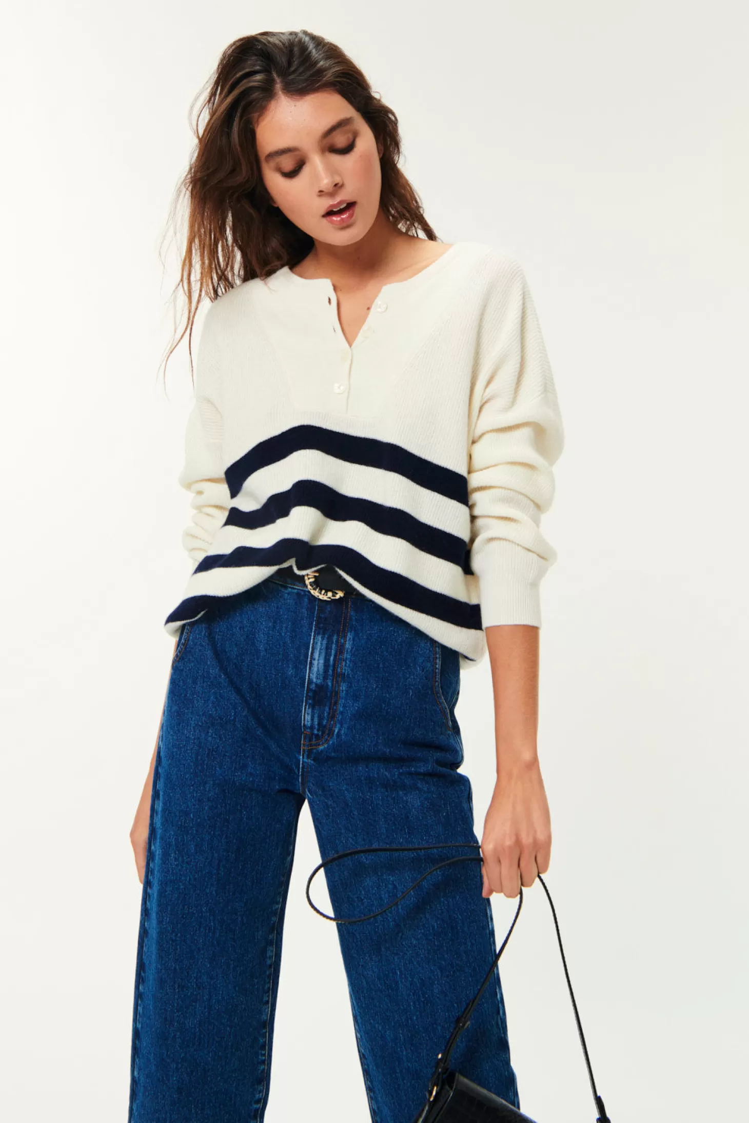 Des Petits Hauts *Pull Audrie Creme/marine