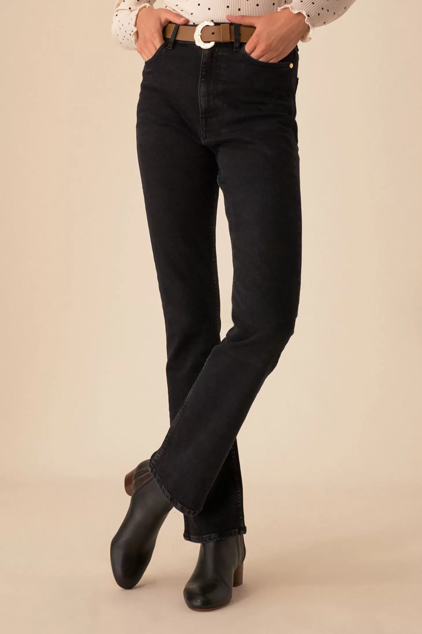 Des Petits Hauts French Toast Wardrobe | Denim | Jeans | Trousers & Jumpsuits*stonewashed black louka 2 jeans Noir stone